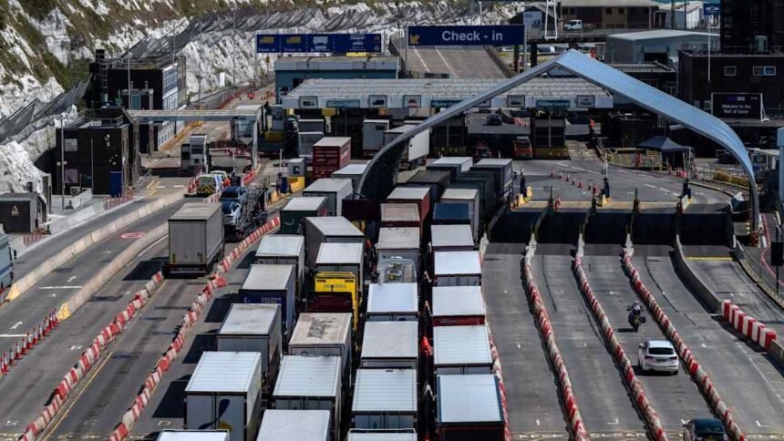 Masked protesters block Dover port roads